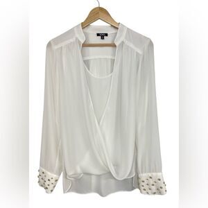 XOXO Chiffon Hi Low Off White Long Sleeve Blouse. Size XL